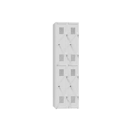 Kovová šatní skříň 4-box na soklu, půlená, 800 x 500 x 1850 mm, šedá-šedá