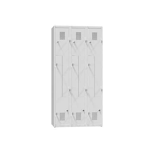 Kovová šatní skříň, dveře Z, 6 oddílů, 1850 x 900 x 500 mm, šedá/šedá