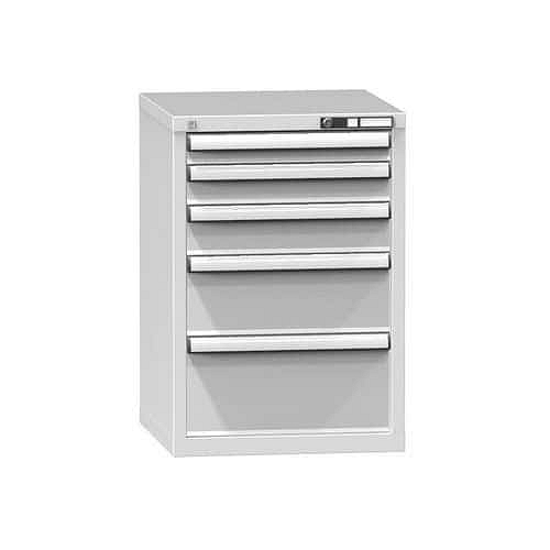 Dílenská zásuvková skříň ZA, 840 x 578 x 600 mm, 5 zásuvek, šedá/šedá