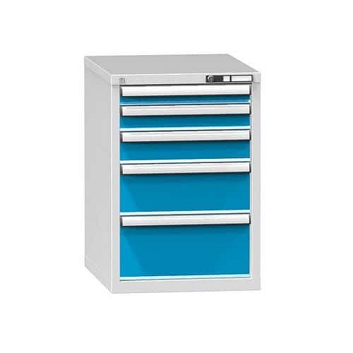 Zásuvková skříň ZE5, 578 x 753 x 840 mm, šedá-modrá