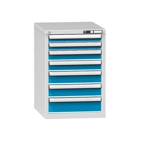 Zásuvková skříň ZE7, 578 x 753 x 840 mm, šedá-modrá