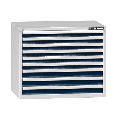 Dílenská zásuvková skříň ZG, 9 zásuvek, 840 x 1037 x 753 mm, šedá/tmavě modrá