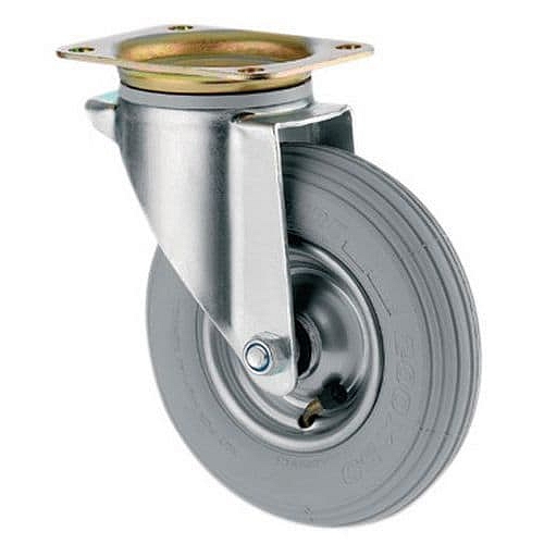 Bantamové kolo s přírubou, průměr 200 mm, otočné, šedé, valivé ložisko