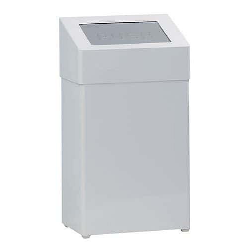 Kovový bílý odpadkový koš s výklopným víkem 50 l