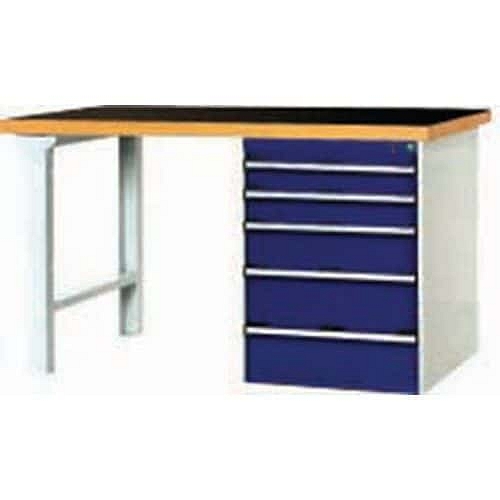 Pracovní stůl Bott Cubio, fenol, 5 zásuvek, 75 x 200 cm, vysoké zásuvky