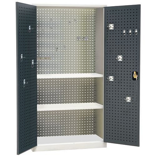 Kovová dílenská skříň Manutan Expert, 195 x 100 x 45 cm, šedá/antracit