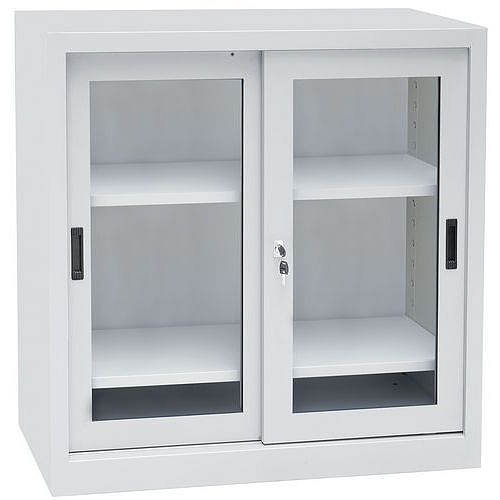 Kovová dílenská skříň Manutan Expert, 100 x 100 x 65 cm, šedá/šedá