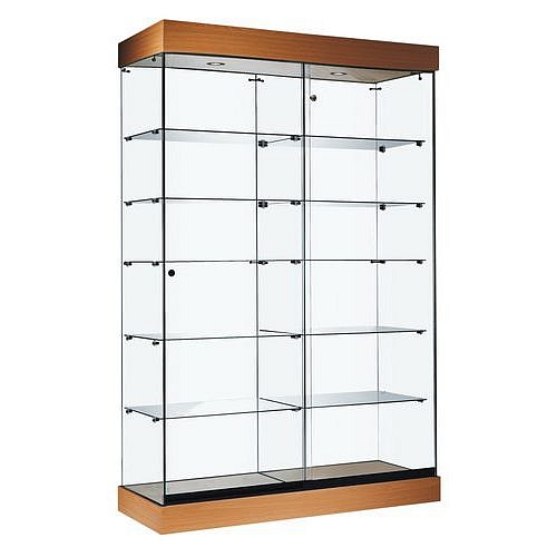 Produktová vitrína ASF, 2 oddíly, 192 x 46 x 125 cm, buk