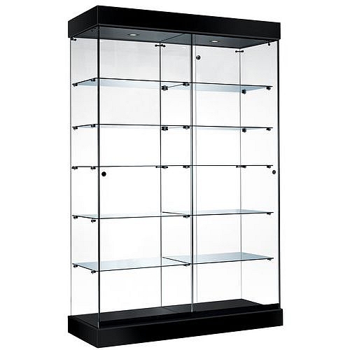 Produktová vitrína ASF, 2 oddíly, 192 x 46 x 125 cm, černá