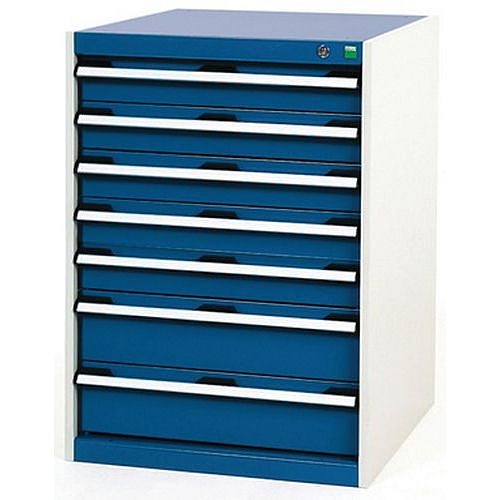 Dílenská zásuvková skříň Bott Cubio, 90 x 65 x 75 cm, 7 zásuvek, šedá-modrá
