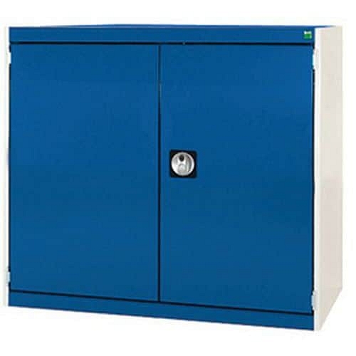 Dílenská skříň Bott Cubio, 90 x 105 x 52,5 cm, perfo dveře, šedá-modrá