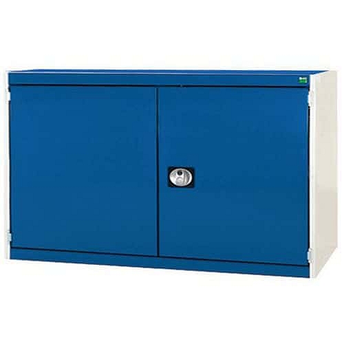 Dílenská skříň Bott Cubio 160, 80 x 130 x 52,5 cm, perfo dveře, šedá-modrá