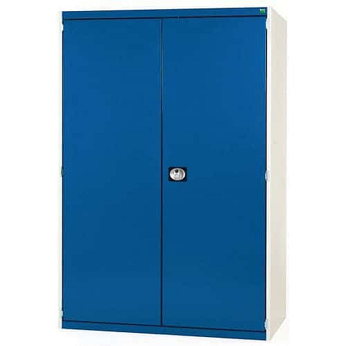 Dílenská skříň Bott Cubio 160, 200 x 130 x 52,5 cm, perfo dveře, šedá-modrá