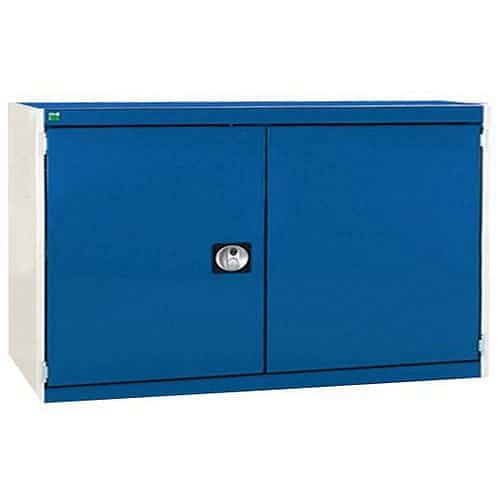 Dílenská skříň Bott Cubio 160, 80 x 130 x 65 cm, perfo dveře, šedá-modrá