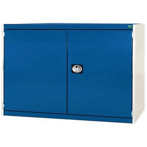 Dílenská skříň Bott Cubio 160, 90 x 130 x 65 cm, perfo dveře, šedá-modrá