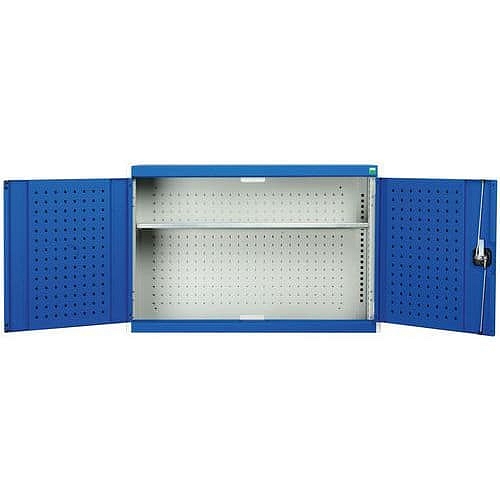Závěsná skříňka Bott Cubio s perfopanely, 1 police, 70 x 105 x 32,5 cm, šedá-modrá