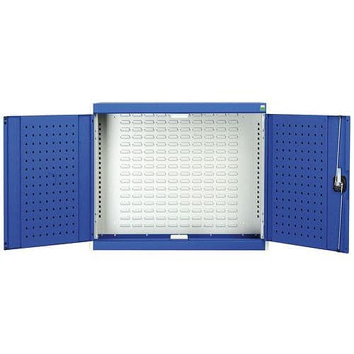 Závěsná skříňka Bott Cubio, zadní panel typu louvre, 70 x 80 x 32,5 cm, šedá-modrá