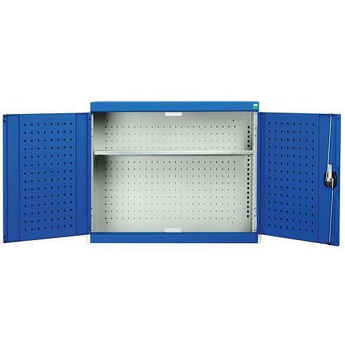 Závěsné skříňky Bott Cubio s perfopanely, 1 police, 70 x 80 x 32,5 cm, šedá-modrá