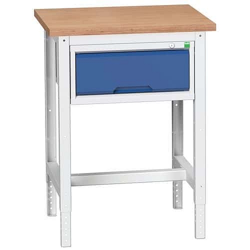 Dílenský stůl Bott Verso, 78-93 x 70 x 60 cm, 1 zásuvka, multiplex, šedá-modrá