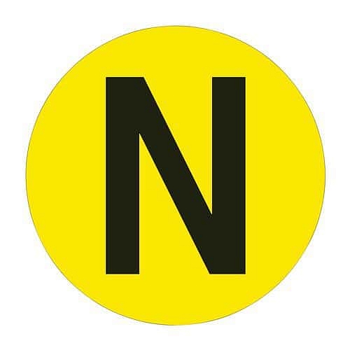 Kulatá samolepicí značka na zem, písmeno N