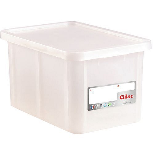 Stohovatelná nádoba Gilac s víkem, HACCP, 55 l, bílá