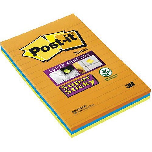 Samolepící bločky Post-it® - velikost 101 mm, sada 3 kusy, počet listu v bloku 100