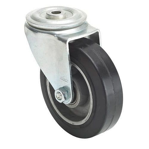 Gumové transportní kolo s přírubou, průměr 100 mm, otočné, kuličková ložiska