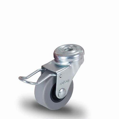 Gumové termoplastické transportní kolo se středovým otvorem, průměr 30 mm, otočné, kluzná ložiska