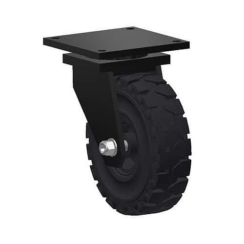 Gumové transportní kolo s přírubou, průměr 122 mm, otočné, kuličková ložiska, S