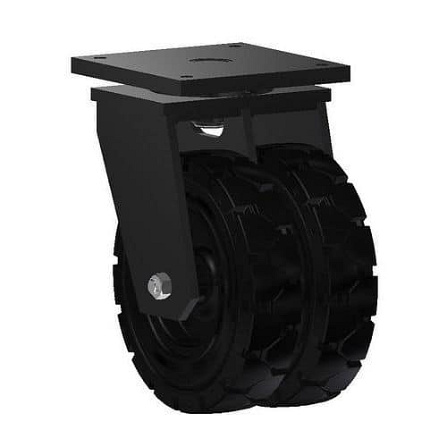 Dvojité gumové transportní kolo s přírubou, průměr 250 mm, otočné, kuličková ložiska, B