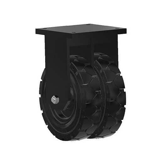 Dvojité gumové transportní kolo s přírubou, průměr 306 mm, kuličková ložiska