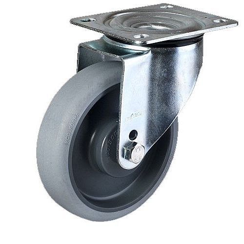 TPE transportní kolo s přírubou, průměr 200 mm, otočné, kuličková ložiska