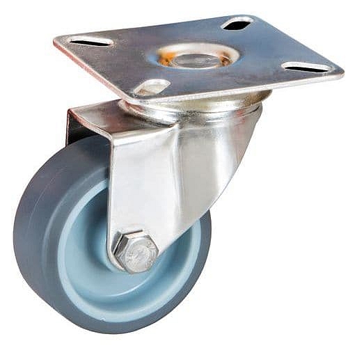 Gumové transportní kolo s přírubou, průměr 75 mm, otočné, kluzné ložisko