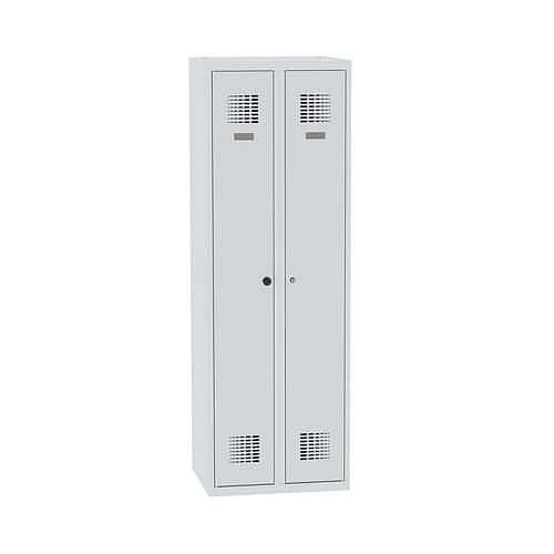 Svařovaná šatní skříň Rachel, 2 oddíly, šířka 600 mm, cylindrický zámek, šedá/šedá