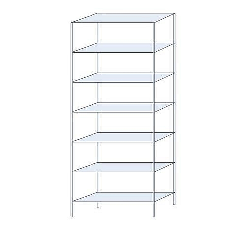 Kovový regál Perun, základní, 300 x 120 x 40 cm, 1 435 kg, 7 polic, pozink