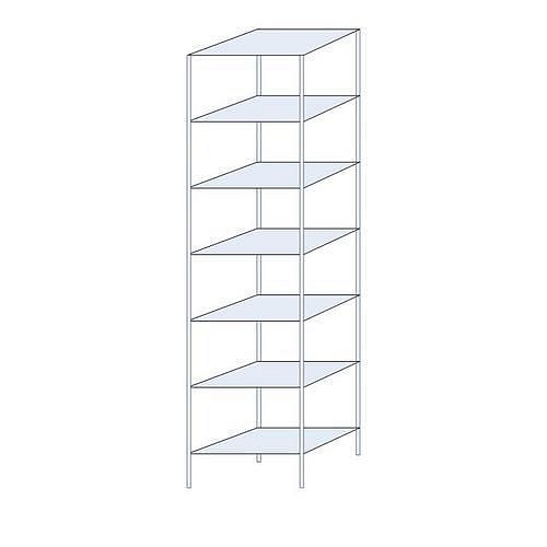 Kovový regál Taranis, základní, 300 x 75 x 50 cm, 1 950 kg, 7 polic, stříbrný