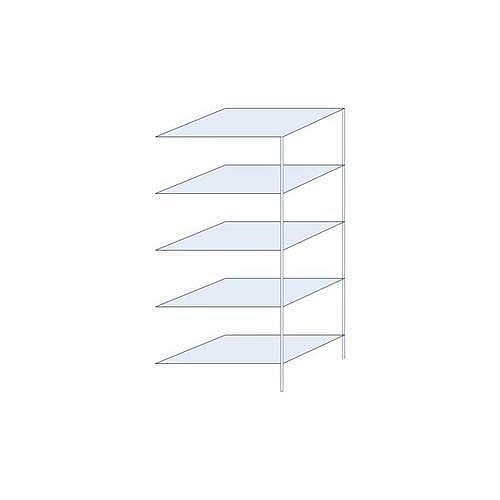 Kovový regál Perun, přístavbový 200 x 90 x 60 cm, 750 kg, 5 polic, pozink