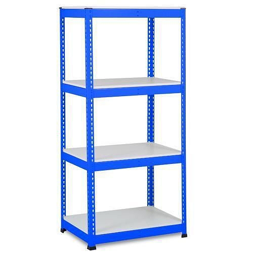 Kovový regál Rapid 1, 198 x 91,5 x 76 cm, 470 kg/police, 4 laminované police, modrý