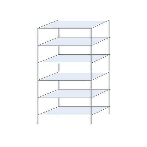 Kovový regál Ogmios, základní, 250 x 130 x 60 cm, 1 700 kg, 6 polic, 250 kg/police, pozink