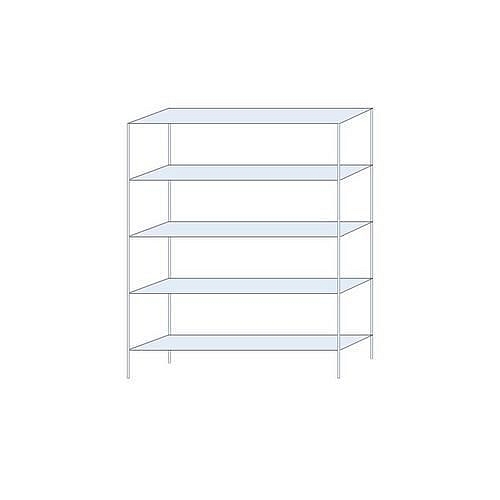 Kovový regál Perun, základní, 200 x 150 x 32 cm, 725 kg, 5 polic, pozink