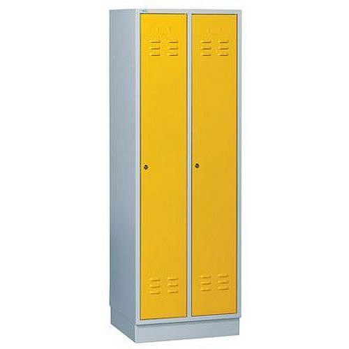 Svařovaná šatní skříň Daniel, 2 oddíly, cylindrický zámek, šedá/žlutá