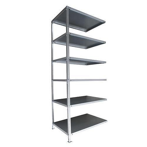 Kovový regál Taranis, přístavbový, 250 x 100 x 30 cm, 980 kg, 6 polic, stříbrný