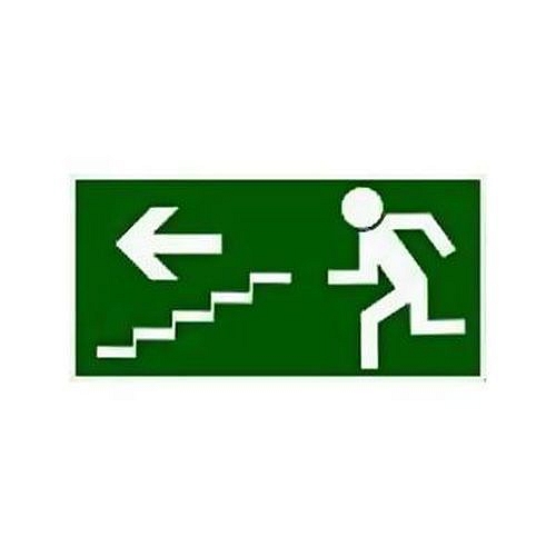 Úniková fotoluminiscenční bezpečnostní tabulka - Únikové schodiště vlevo dolů, samolepicí fólie