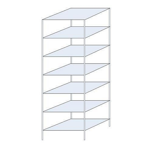 Kovový regál Ogmios, základní, 300 x 100 x 80 cm, 2 300 kg, 7 polic, 250 kg/police, pozink
