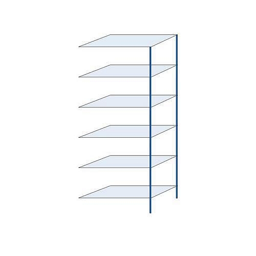 Kovový regál Herkules, přístavbový, 250 x 100 x 50 cm, 900 kg, 6 polic, modrý