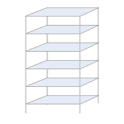 Kovový regál Tauret, základní 250 x 130 x 60 cm, 1 200 kg, 6 polic, pozink