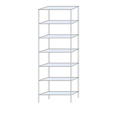 Kovový regál Ogmios, základní, 300 x 100 x 30 cm, 2 300 kg, 7 polic, 150 kg/police, pozink