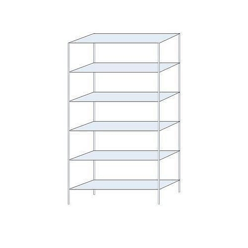 Kovový regál Ogmios, základní, 250 x 130 x 40 cm, 1 700 kg, 6 polic, 250 kg/police, pozink
