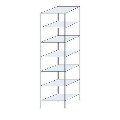 Kovový regál Ogmios, základní, 300 x 75 x 60 cm, 2 300 kg, 7 polic, 150 kg/police, pozink