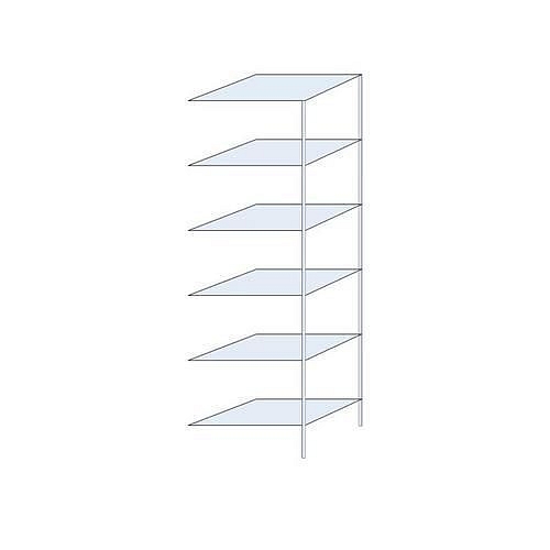 Kovový regál Ogmios, přístavbový, 250 x 75 x 50 cm, 1 700 kg, 6 polic, 150 kg/police, pozink